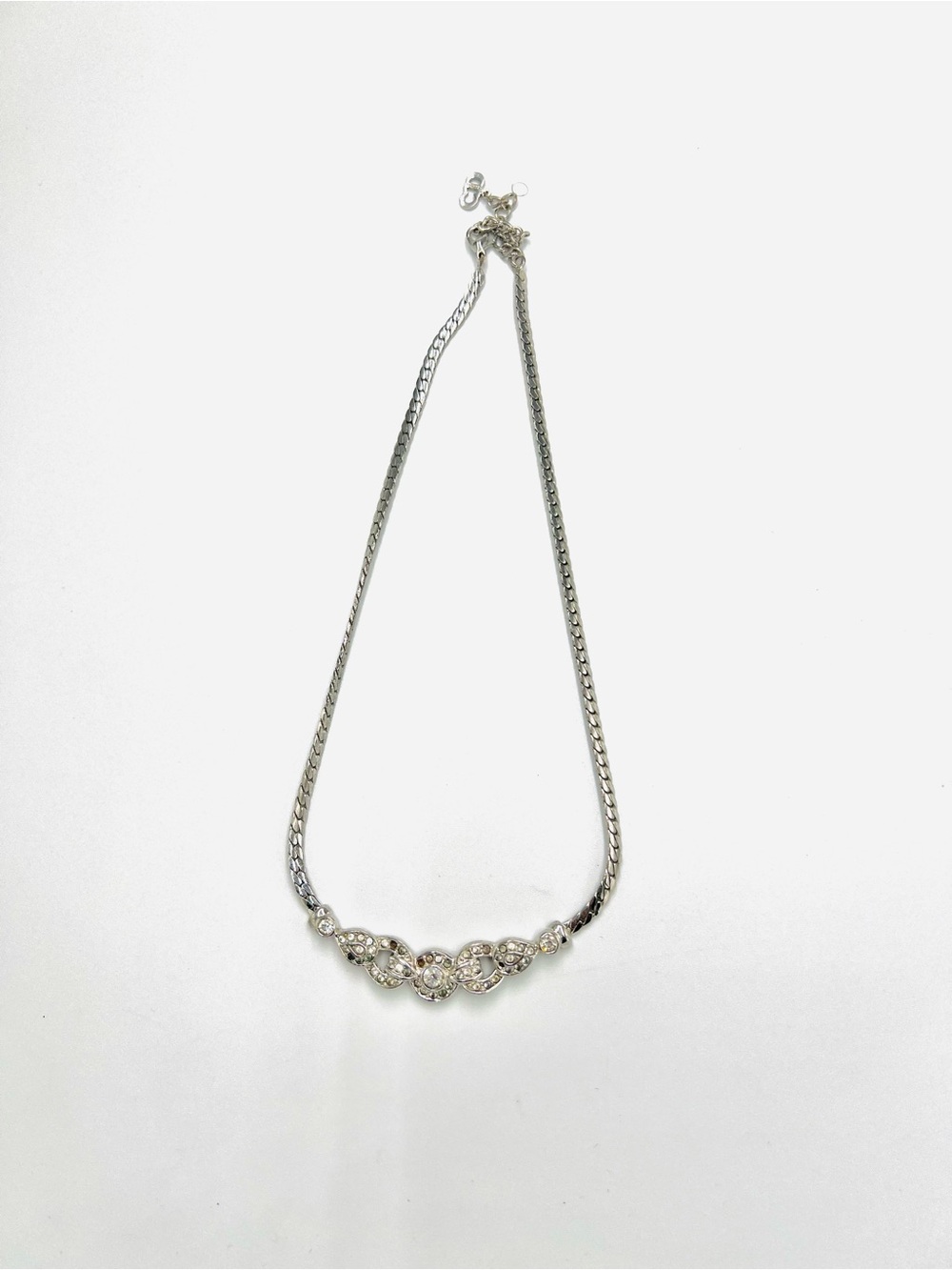 Christian Dior Silver Crystal Accent Necklace